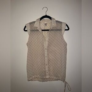 American Apparel Sleeveless Polka Dot Blouse - Cream & Chiffon